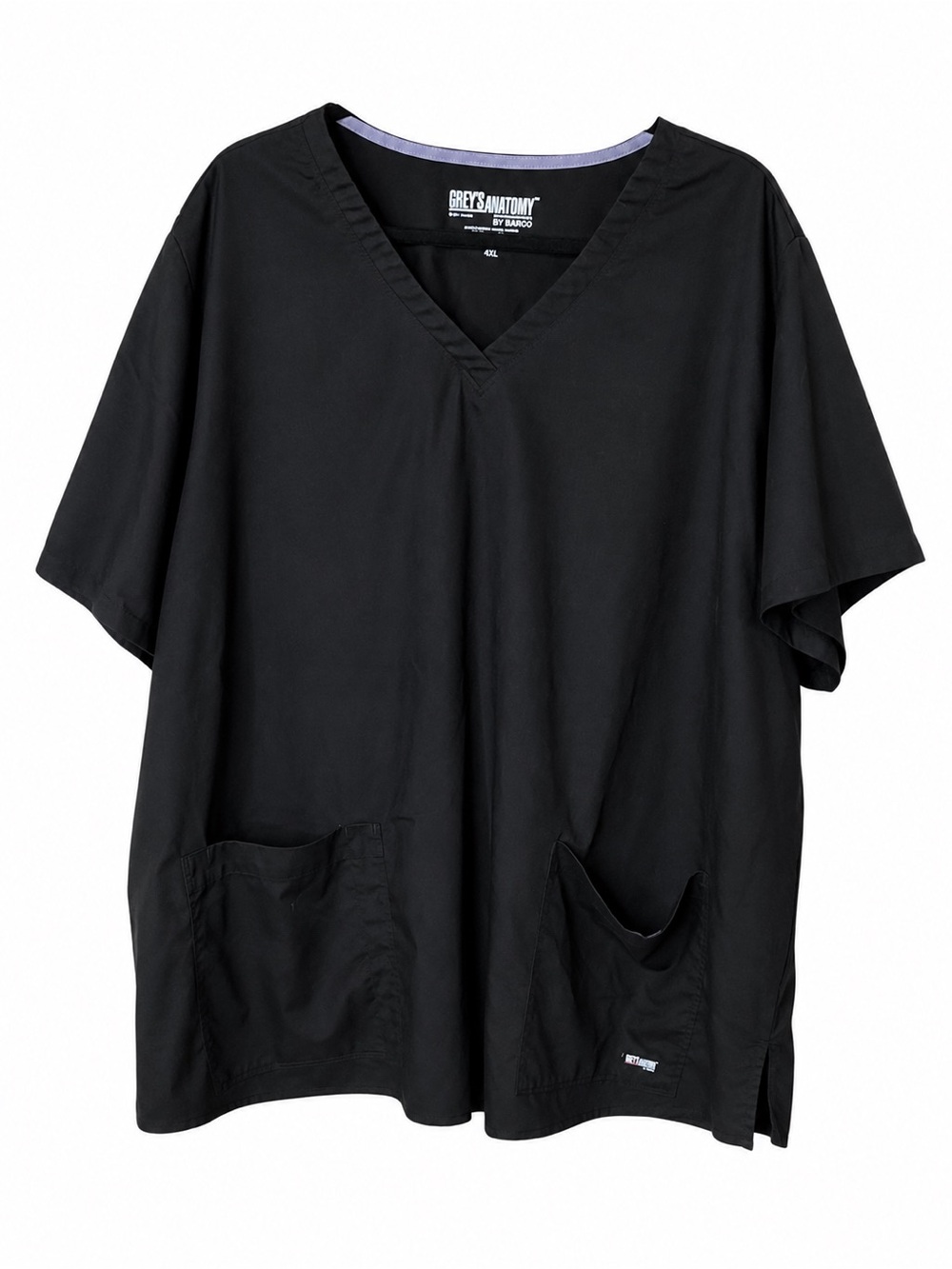 Grey’s Anatomy by Barco Black Scrub Top 4XL V-Neck Two Pocket